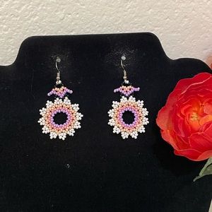 Huichol Beaded Flower Earrings